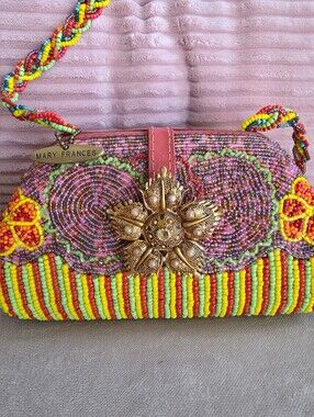 ​Mary Frances Vintage Beaded Floral Crossbody Bag Mixed Media Boho Whimsigoth